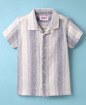 Babyhug Cotton Woven Half Sleeves Shirt With Stripes - White