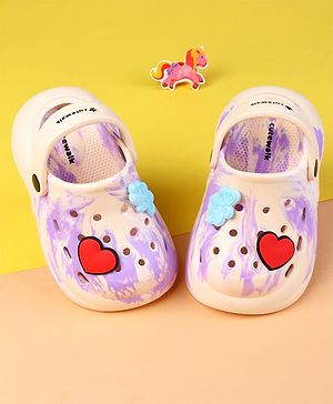 Cute Walk by Babyhug Clogs With Heart Applique - Purple