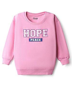 Honeyhap Premium 100% Cotton Knit With Bio Finish Full Sleeves Sweatshirt With Text Print - Pink A Boo
