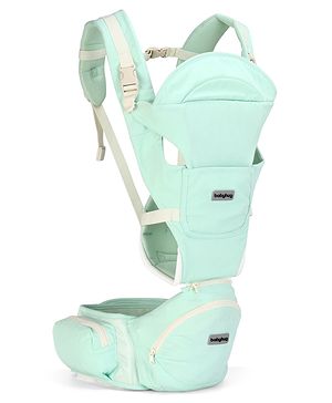 Babyhug Snuggle Bloom 8 in 1 Baby Carrier with Hip Seat - Sea Green| Ideal for Carrying 3.6-15 kg Babies Aged 5-36 months| Optimal Weight Distribution| Adjustable Safety Buckle| Breathable Fabric
