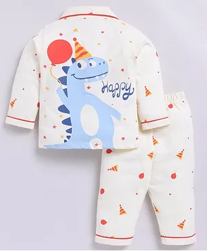 Clt.s Cotton Knit Full Sleeves Baby
                              Dinosaur & Balloons Printed
                              Coordinating Night Suit Set - Cream