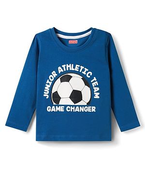 Babyhug 100% Cotton Knit Full Sleeves T-Shirt With Game Changer Text Print - Blue