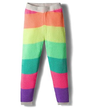 Babyhug  Knit Full Length Color Block Design Woollen Pant - Multicolor
