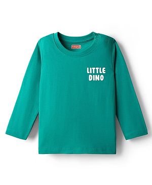 Babyhug 100% Cotton Knit Full Sleeves T-Shirt with LIttle Dino Text Print - Mint