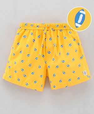 Dapper Dudes Woven Rugby Balls Printed Shorts - Yellow