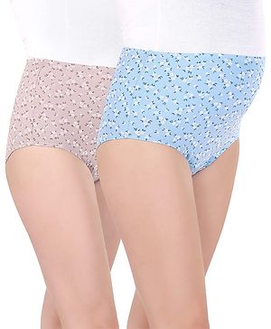 Bella Mama Cotton Elastane High Coverage Panties Pack of 2 (Color & Print May Vary)