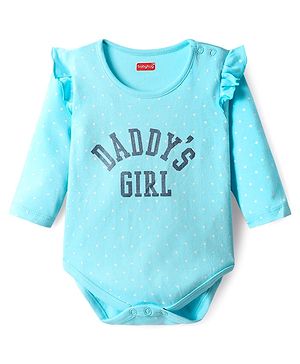 Babyhug 100% Cotton Interlock Knit Full Sleeve Onesie with Daddy's Girl Print - Light Blue