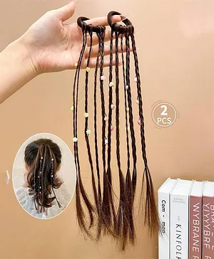 Ziory Solid Rubber Band With Attached Braided Wig - Brown