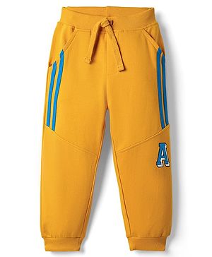 Babyhug Cotton Terry Knit Full Length Cut & Sew Lounge Pants - Yellow