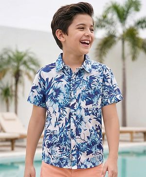 Pine Kids Viscose Woven Half Sleeves Shirt With Floral Print - Multicolour