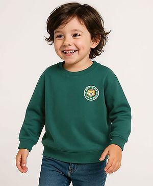 Babyhug 100% Cotton Full Sleeves Sweatshirt With Patch - Green