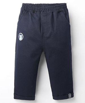 Ollypop Resin Knit Full Length Trouser With Animal Embroidery - Navy Blue