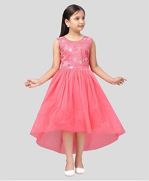 Aarika Net Woven Sleeveless Sequins Embellished Leaves Designed Dress - Gajri