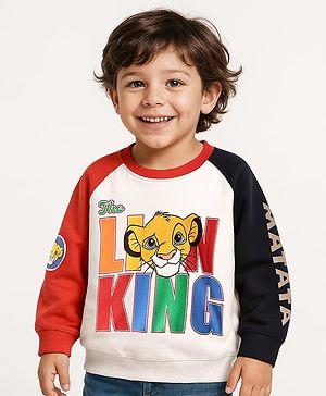 Babyhug Disney Terry Knit Full Raglan Sleeves Sweatshirt With Lion King Graphics - Multicolor