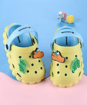 Cute Walk by Babyhug Back Strap Clogs with Applique - Limegreen
