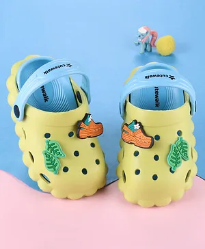Cute Walk by Babyhug Back Strap Clogs with
                      Applique - Limegreen