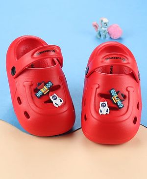 Cute Walk by Babyhug Back Strap Closure Clogs with Space Theme Applique - Red