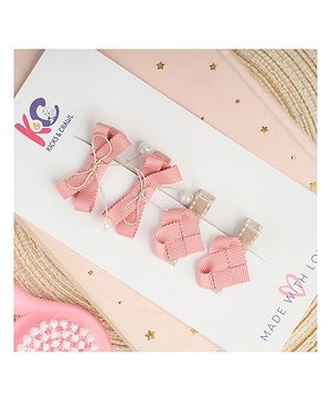 Kicks & Crawl Set Of 2 Bow Applique Detailed Pearls Embellished Hair Clips - Multi Colour