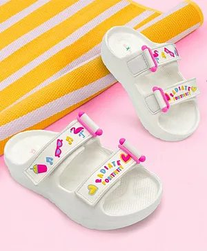 Hopits Flamingo & Sunglasses Designed
                      With Double Velcro Closure & Changeable Straps
                      Water Proof Sliders - White