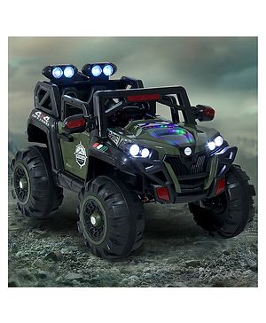 Babyhug Thunder 4X4 Battery Operated Ride On Jumbo Jeep With Music and Lights -Olive Green