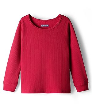 Pine Kids Knit Full Sleeves Solid Color Thermal Vest - Red