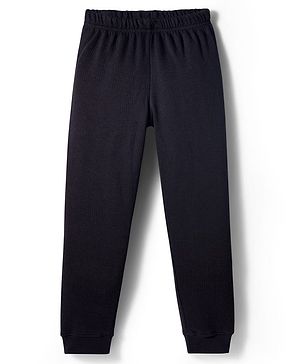 Pine Kids Cotton Knit Full Length Solid Coloured Thermal Wear Pant - Black