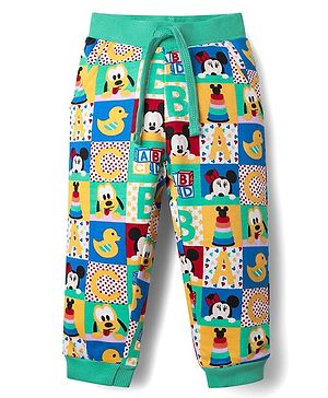 Babyhug Disney Cotton Full Length Lounge Pant with Minnie & Mickey Mouse Graphics - Mint