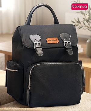 Babyhug SmartNest Multifunctional Diaper Backpack  Black| Water-Resistant| Spacious Compartments|  Ergonomic Shoulder Straps & Stylish Design for Parents