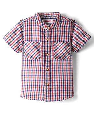 Babyhug Cotton Woven Mandarin Collar Half Sleeves Shirt With Checks Print - Multicolour