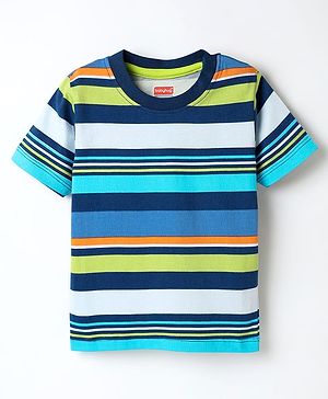 Babyhug 100% Cotton Knit Half Sleeve Striped T-Shirt - Multicolor