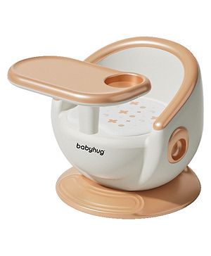 Babyhug 3-in-1 Convertible Baby Booster Chair with Feeding Tray - White Orange| Safety Harness| Removable Feeding Tray| Soft Cushion Seat| Feeding Chair| Toddler Seat