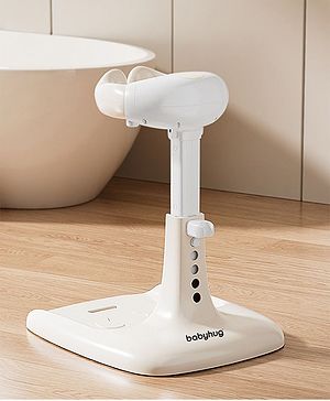 Babyhug Bathroom Stand with Shower Holder White Beige| Adjustable Height| Non-slip Base| Soft Handles