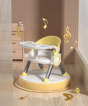 Babyhug Kids Feeding Chair with Removable Food Tray - Yellow| Easy Assembly| Home & Classroom Use| Ideal for Indoor & Outdoor|  Soft Seat| Home & Classroom Use| Comfortable Backrest| Dining Chair