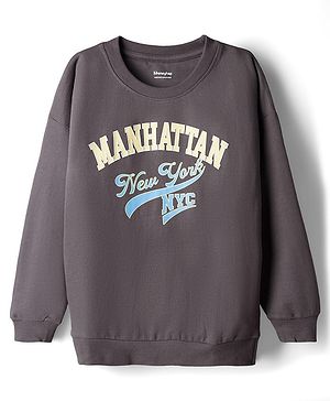 Honeyhap Premium  100% Cotton Knit Full Sleeves Pullover Sweatshirt with Bio Finish & Text Print - Thunderstrom