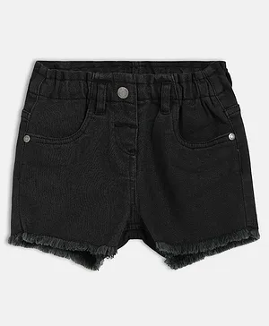 MINI KLUB Cotton Woven Solid Frayed
                              Shorts - Black