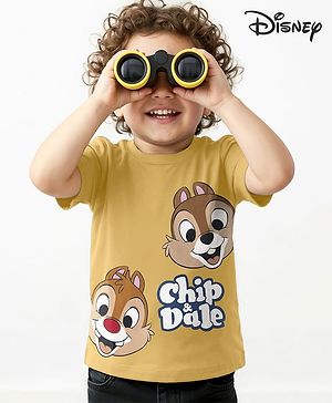 Babyhug Disney Single Jersey Knit Half Sleeves T-Shirt with Chip N Dale Graphics - Mustard
