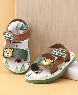 Babyoye Sandals With Bear Applique &
                      Velcro Closure - Brown