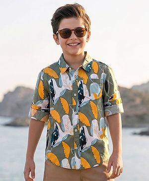 Pine Kids Cotton Woven Full Sleeves Printed Shirt - Multicolour