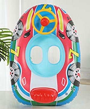 Babyhug Inflatable Swimming Ring - Pink & Red| For 3+ years Boys & Girls| Durable Vinyl Pool Float| Swimming Ride On with Steering Wheel
