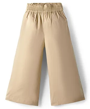 Kookie Kids
                              Poplin Woven Full Length Solid Wide Leg
                              Pant With Pockets & Elasticated Waist
                              - Beige
