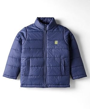 Pine Kids Woven Full Length Solid Padded Jacket - Navy Blue