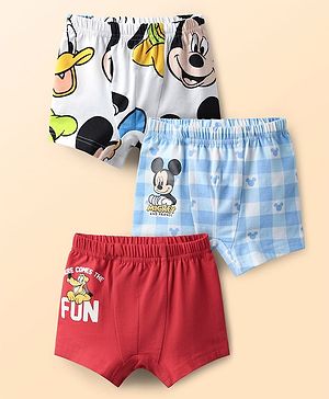 Babyhug Disney 100% Cotton Trunks With Mickey & Friends Graphic Pack Of 3 - Multi Colour