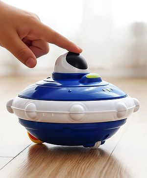 Babyhug Press & Go Spaceship Toy for Kids - Blue| Battery-Free Push & Go Toy| Space-Themed Toy for Motor Skill Development & Fun Play| Imaginative Play| Gifting Option