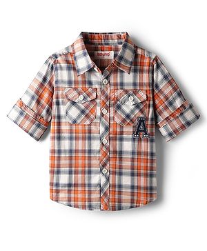 Babyhug Cotton Woven Full Sleeves Check Shirt - Orange