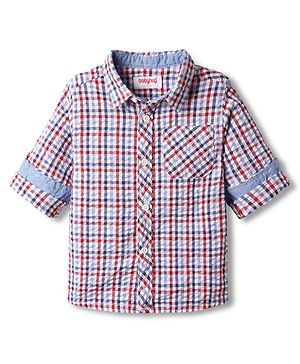 Babyhug Cotton Woven Full Sleeves Shirt With Checks - Multicolour
