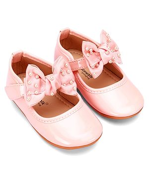 Cute Walk by Babyhug Velcro Closure Ballerina With Bow Applique - Pink