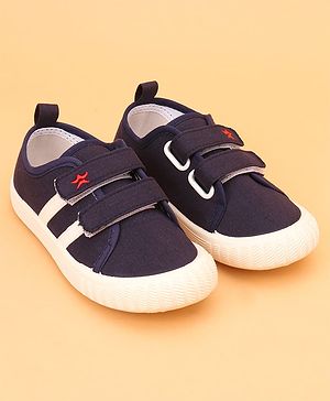 Cute Walk By Babyhug Casual Shoes with Velcro Closure Canvas & Tape Detailing - Navy Blue