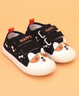 Cute Walk by Babyhug Velcro Closure Puppy Printed Casual Shoes - Black