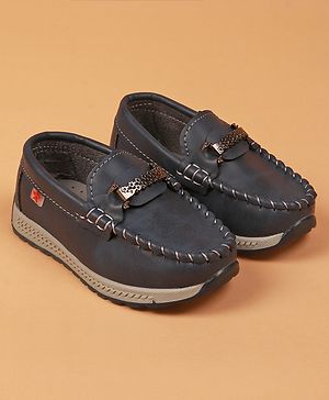 Cute Walk By Babyhug Slip On Loafers With Stitch Detailing - Navy Blue