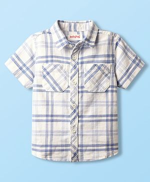 Babyhug Cotton Woven Half Sleeves Checkered Shirt- White